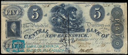 1857 five dollars new brunswick