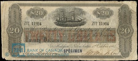 1864 merchant halifax bank note
