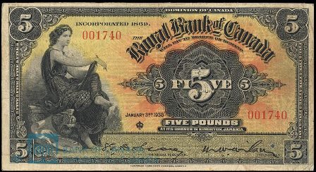 jamaica 1938 5 pounds