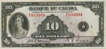Value of 1935 $10 Bill from Banque Du Canada