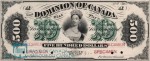 Value of July 1st 1871 $500 Bill from The Dominion of Canada