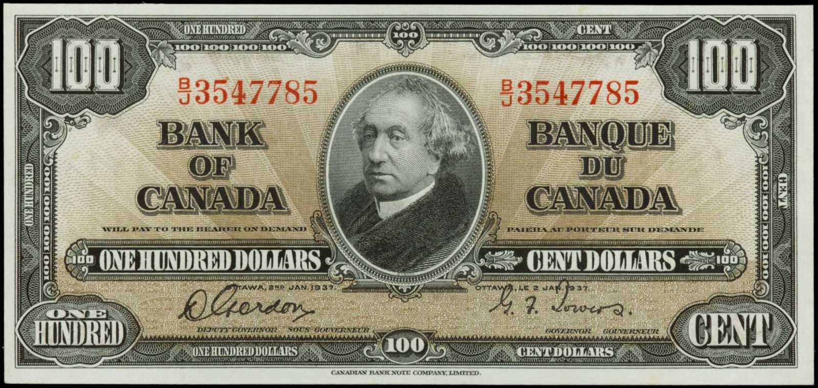 canadian 100 dollar bill