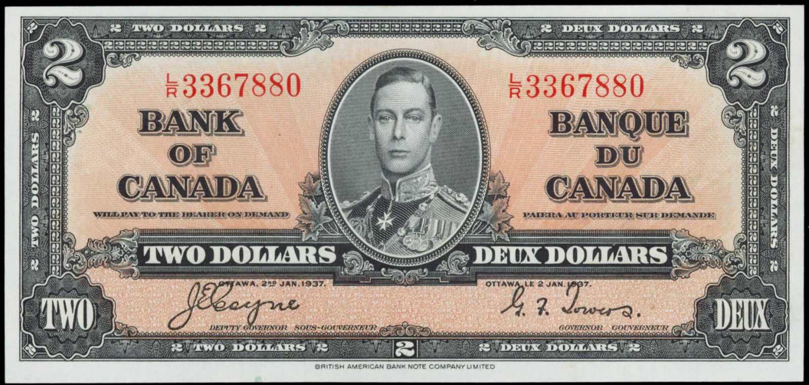 Value of 2nd Jan. 1937 Bill from The Bank of Canada Canadian Currency