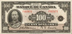 Value of 1935 $100 Bill from Banque Du Canada